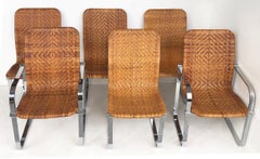 Stendig Stainless Steel & Rattan Dining Chairs, Set of 6, 1970s