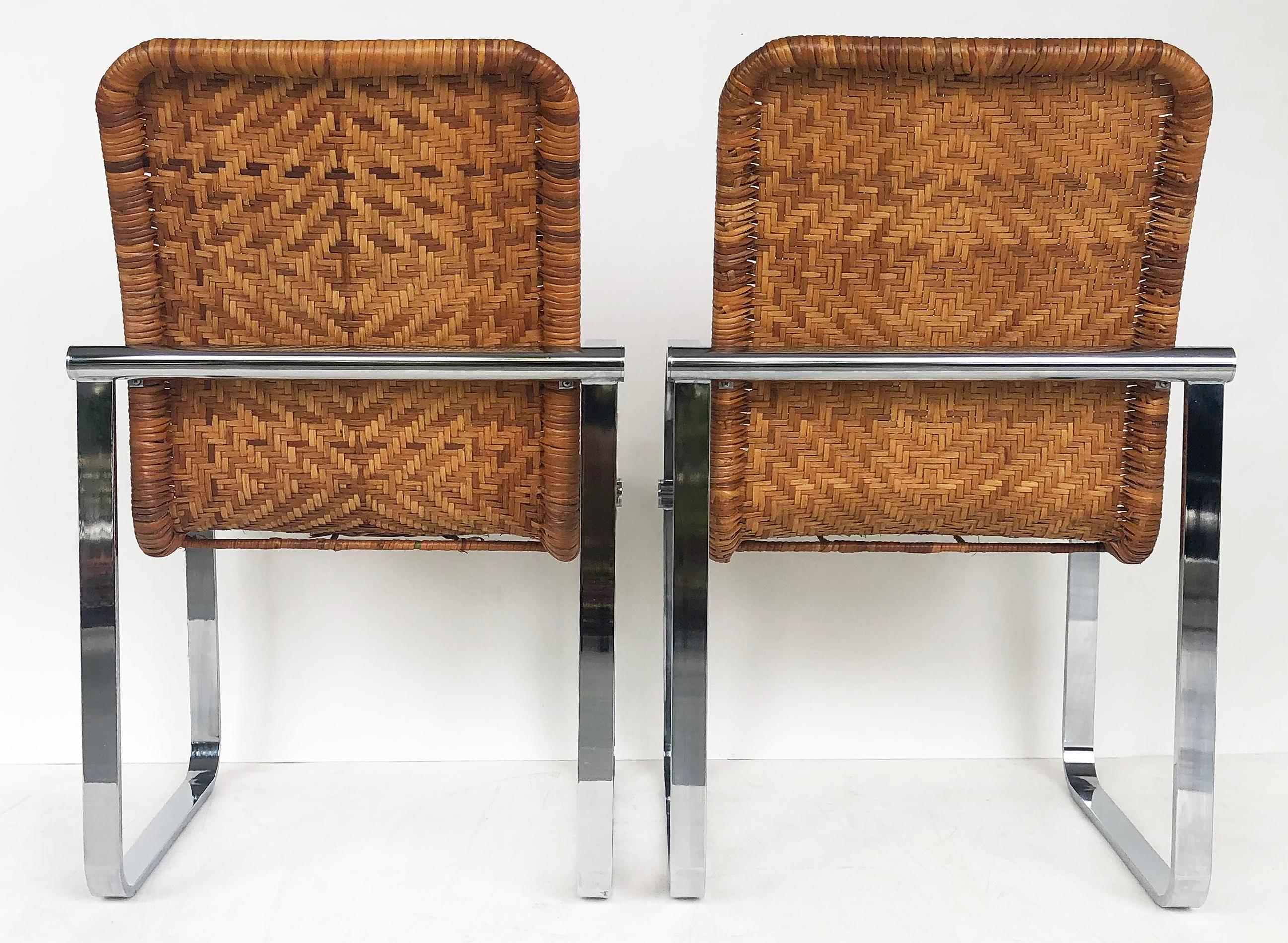 Late 20th Century Stendig Stainless Steel & Rattan Dining Chairs, Set of 6, 1970s