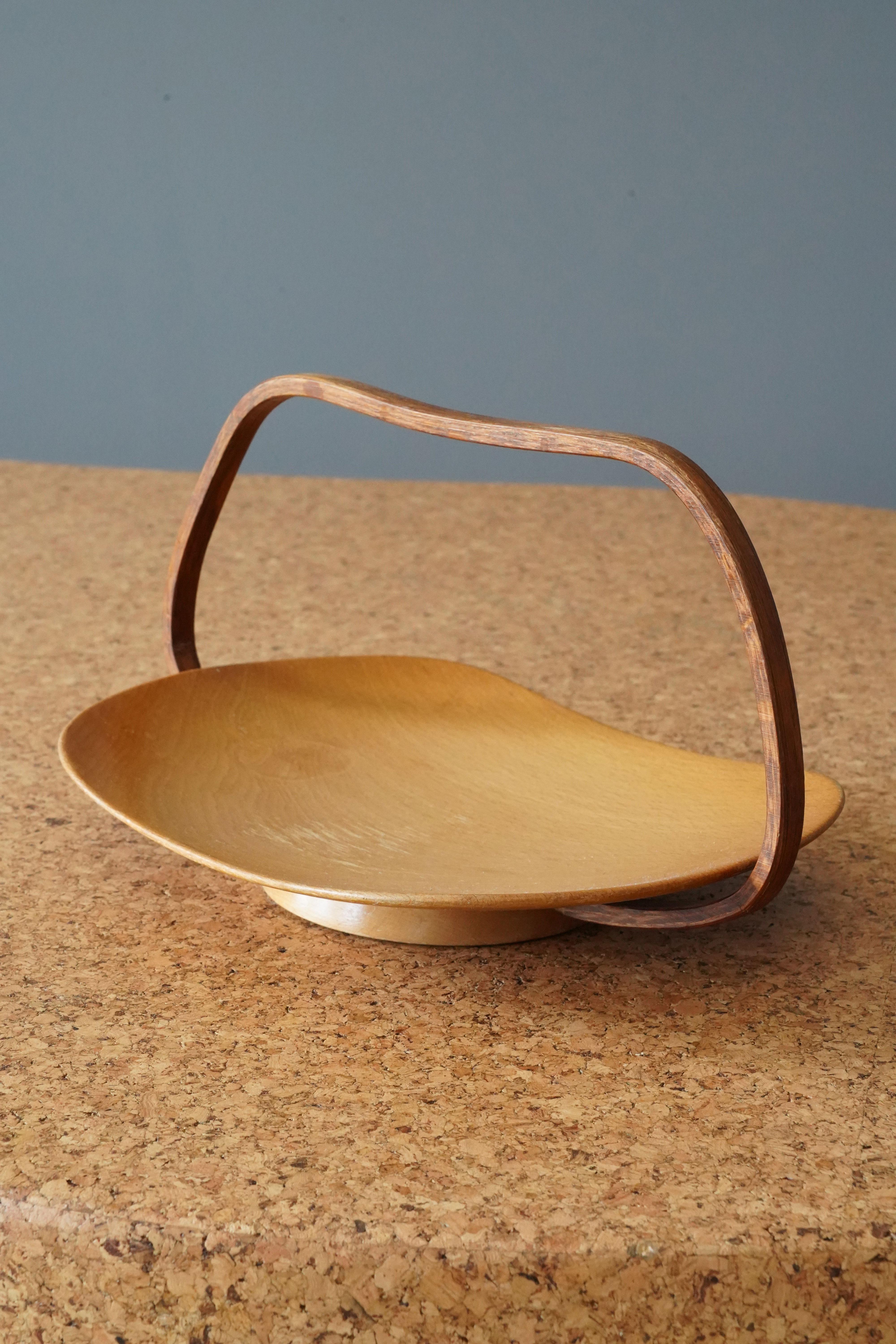 Mid-Century Modern Steneby, Organic Serving Tray / Bowl, Oak, Teak, Sweden, 1950s