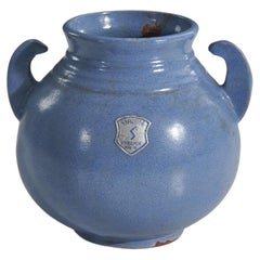 Steninge Keramik AB, Vase, blau glasiertes Steingut, Schweden, ca. 1970er Jahre
