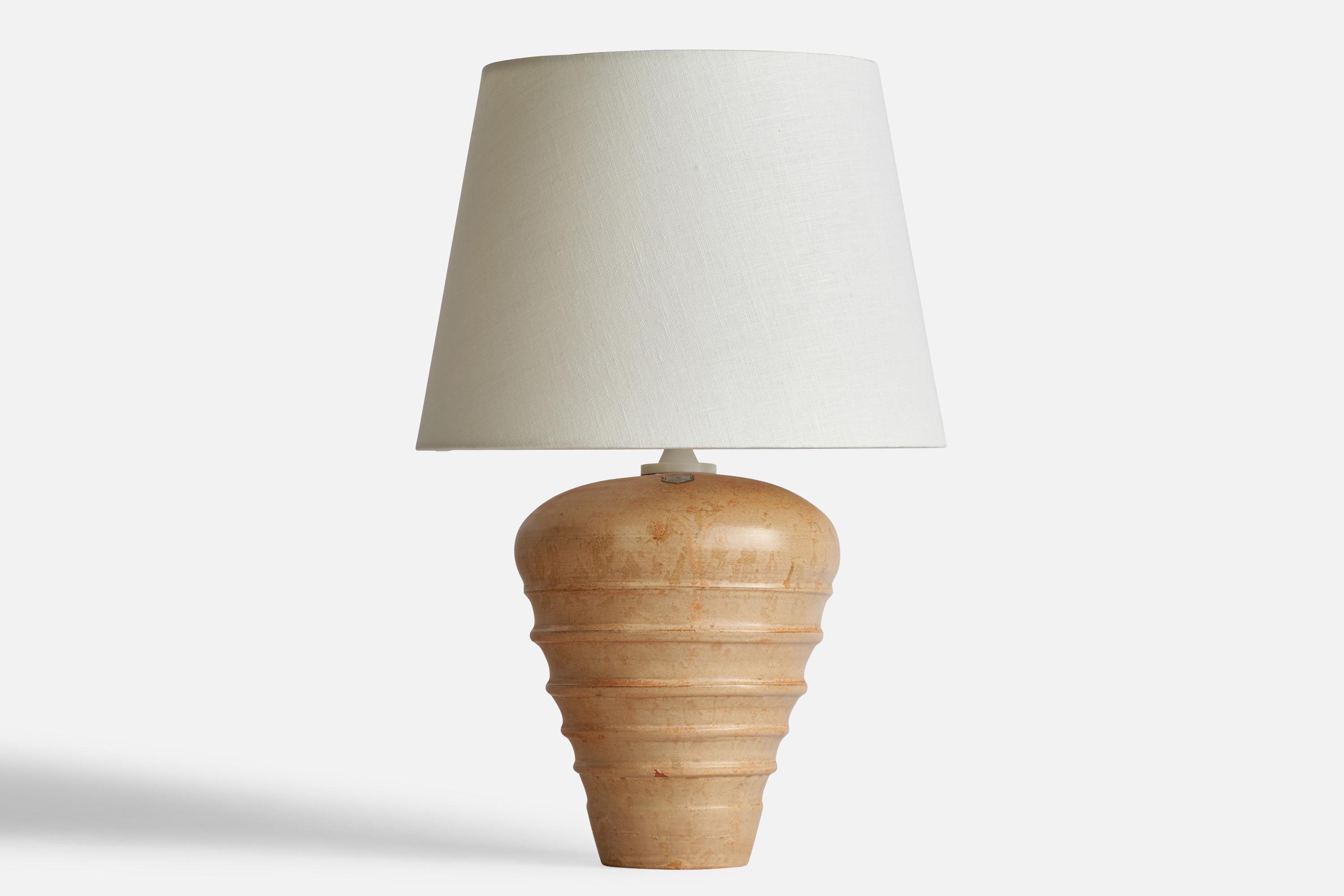 Lampada da tavolo in ceramica smaltata marrone progettata e prodotta da Steninge, Svezia, anni '40.

Dimensioni della lampada (pollici): 11,75