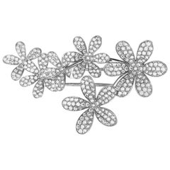 Stenzhorn 18 Karat White Gold Brooch with Six 3.20 Carat Diamond Flowers