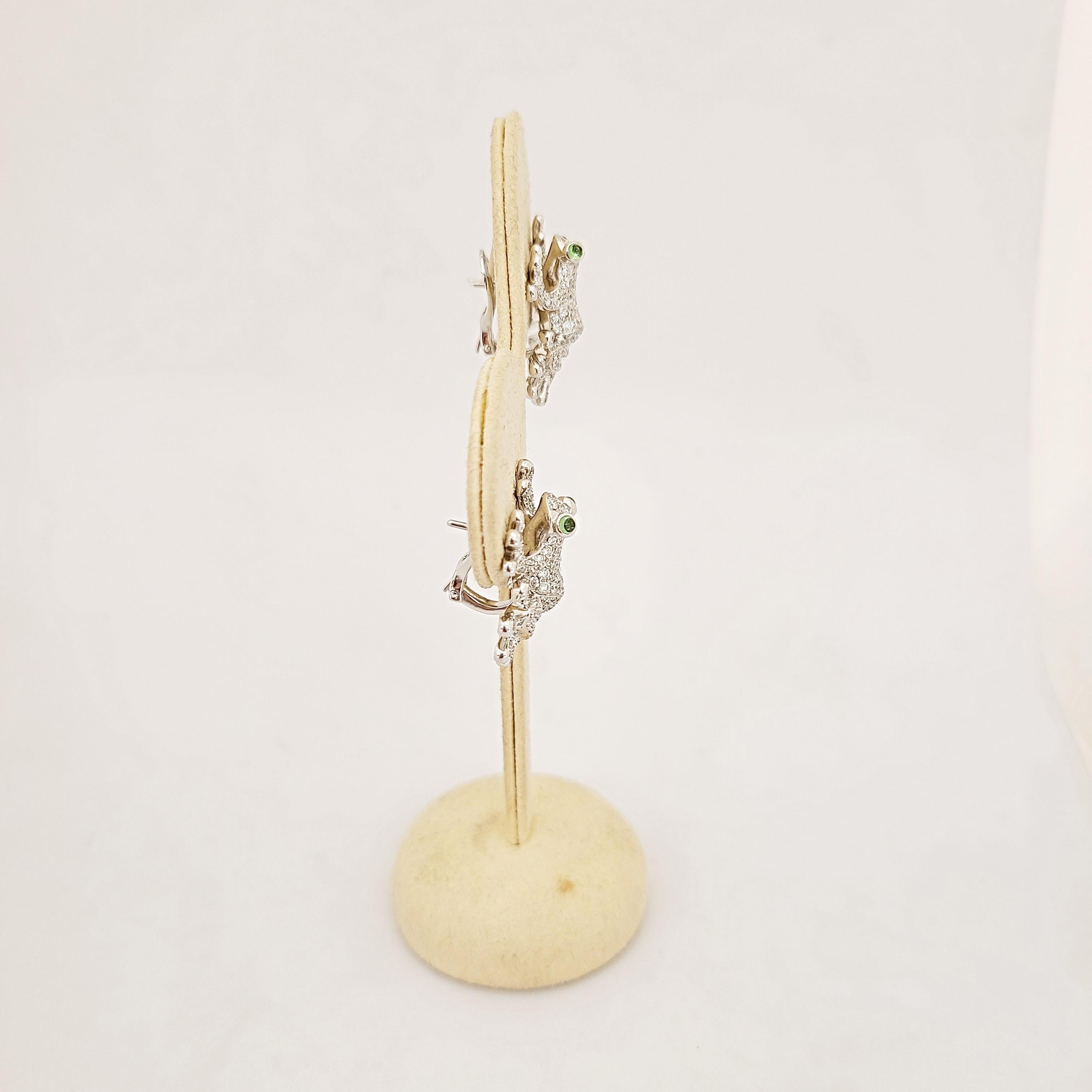 Modern Stenzhorn for Cellini 18 Karat White Gold, 2.30 Carat Diamond Frog Earrings For Sale