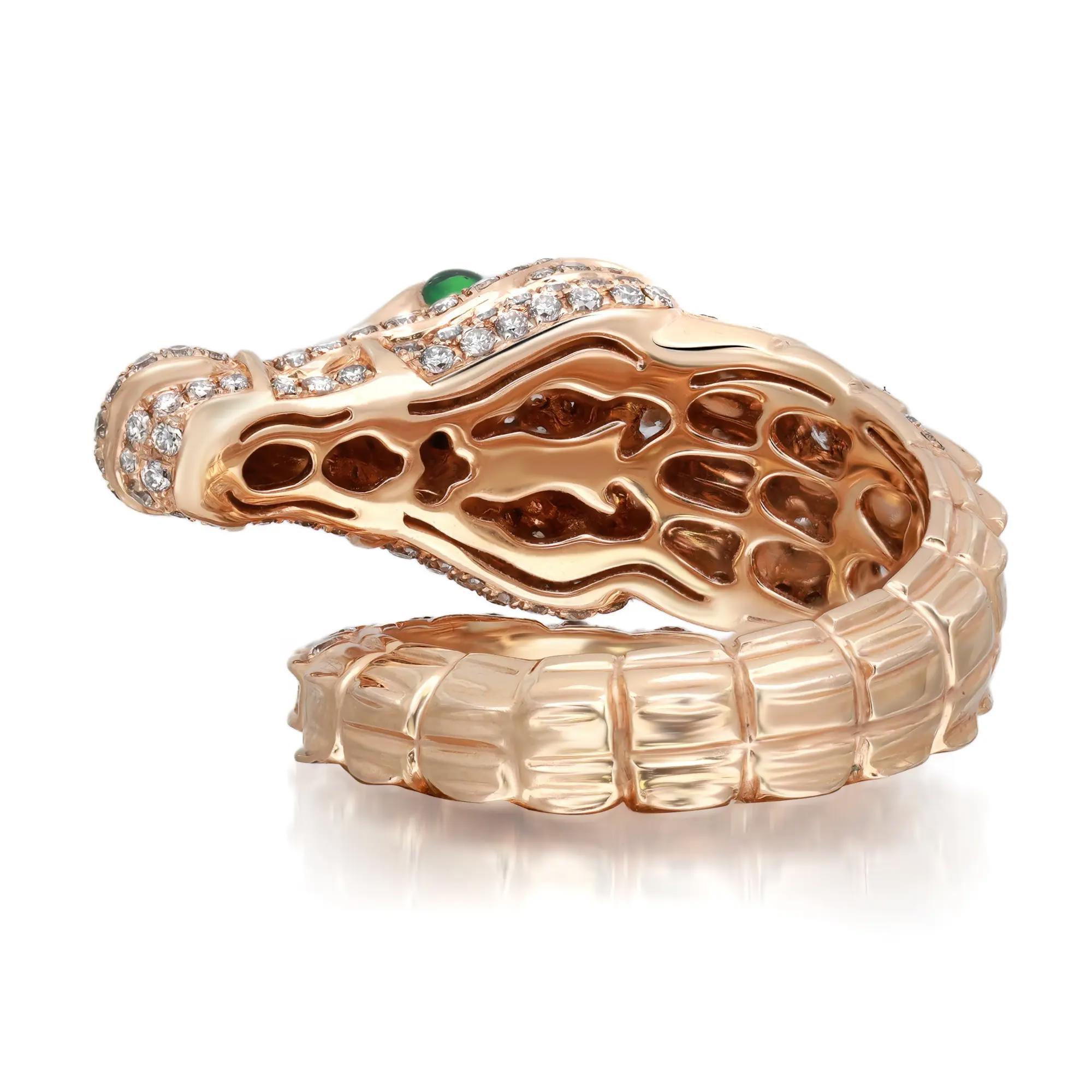 Stenzhorn Pave Diamant und Spinell Krokodil Cocktail-Ring 18K Roségold Größe 6 (Moderne) im Angebot
