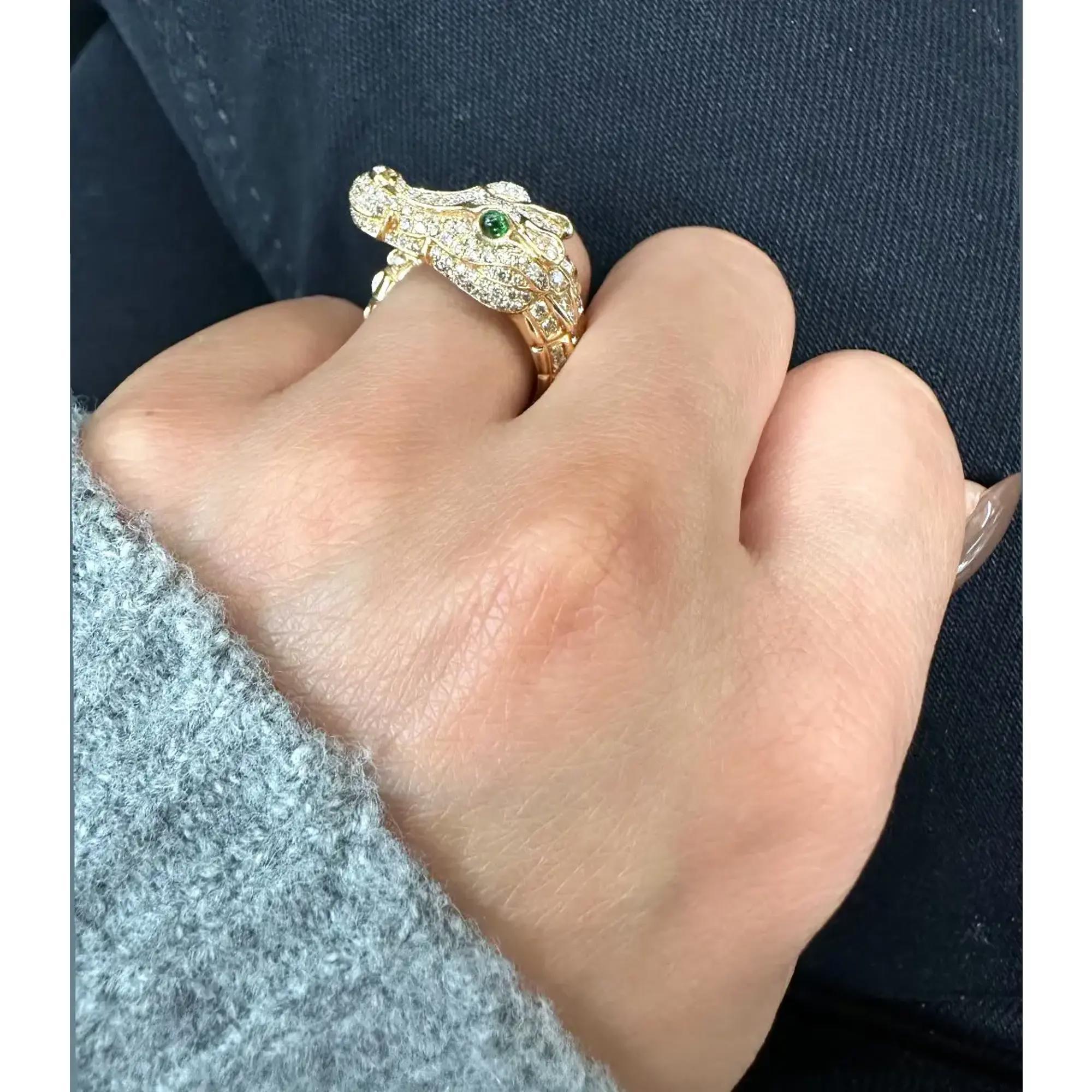 Stenzhorn Pave Diamant und Spinell Krokodil Cocktail-Ring 18K Roségold Größe 6 für Damen oder Herren im Angebot
