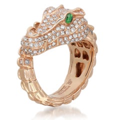 Stenzhorn Pave Diamond And Spinel Crocodile Cocktail Ring 18K Rose Gold Size 6