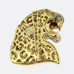 Stenzhorn Sapphire and Diamond Leopard Pendant Brooch