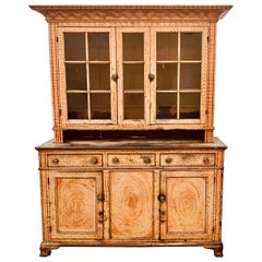 Step Back Flat Wall Cupboard Original Painted Grained Surface Bucks County