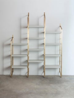 Step Bookcase, in wood and brass, by Accardi Buccheri for Medulum
