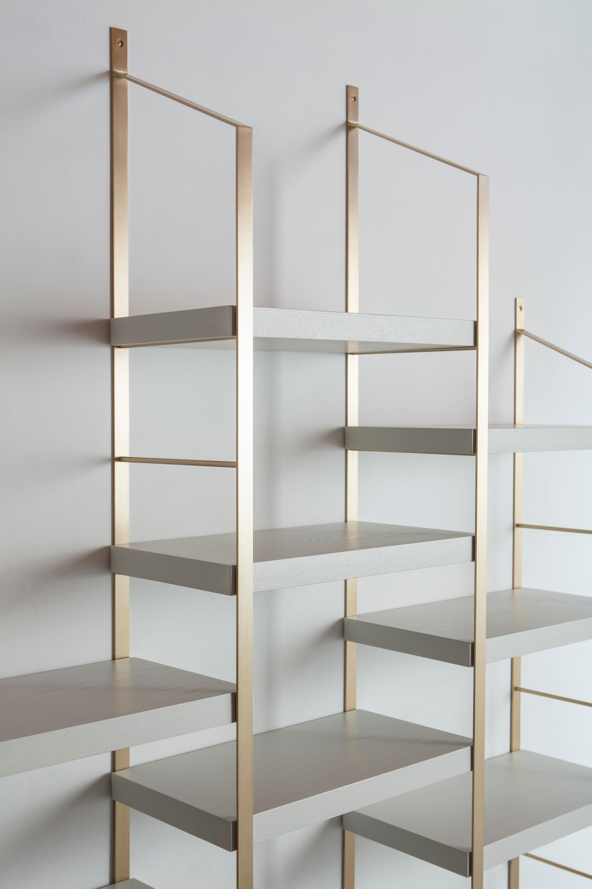 wood brass shelf