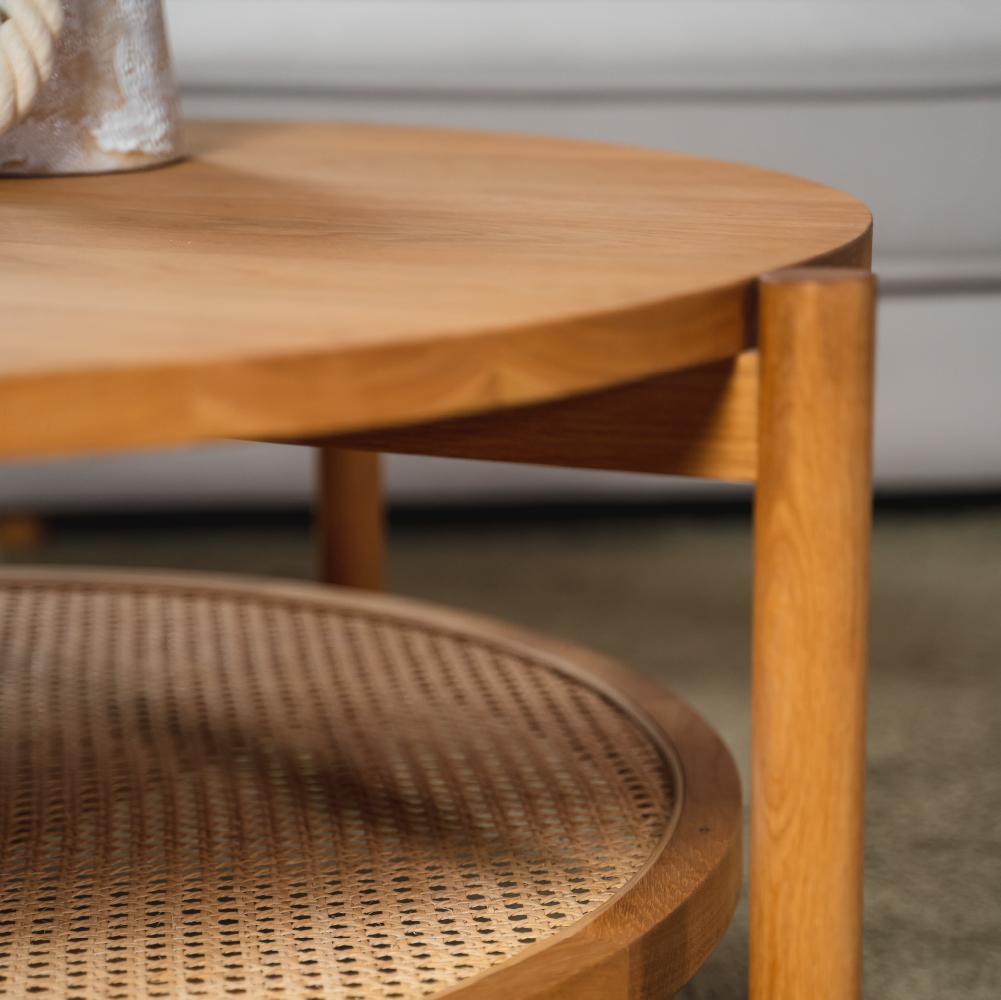Hand-Carved Step Coffee Table R108- Solid Oak Wood For Sale