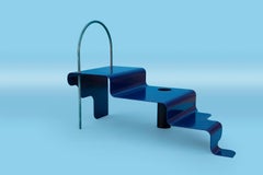 Step Stair in Powdered-Coated Steel with Blackened Steel and Brass Patina Detail