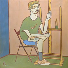 Fits into space, 105 x 105 cm, olio su tela
