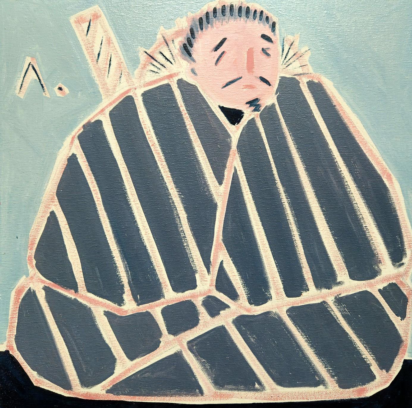 "Grey Samurai" canvas, oil 50x50cm - Art by Stepan Lysenko