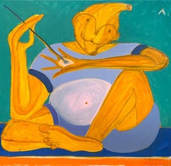 Used ”Yellow” canvas, oil, 60x60cm