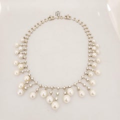 Stephan Hafner Collier en or blanc 18 carats avec diamants et perles de 4,04 carats