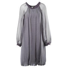 Stephan Janson Grey Sheer Viscose Silk Cape Dress - '10s