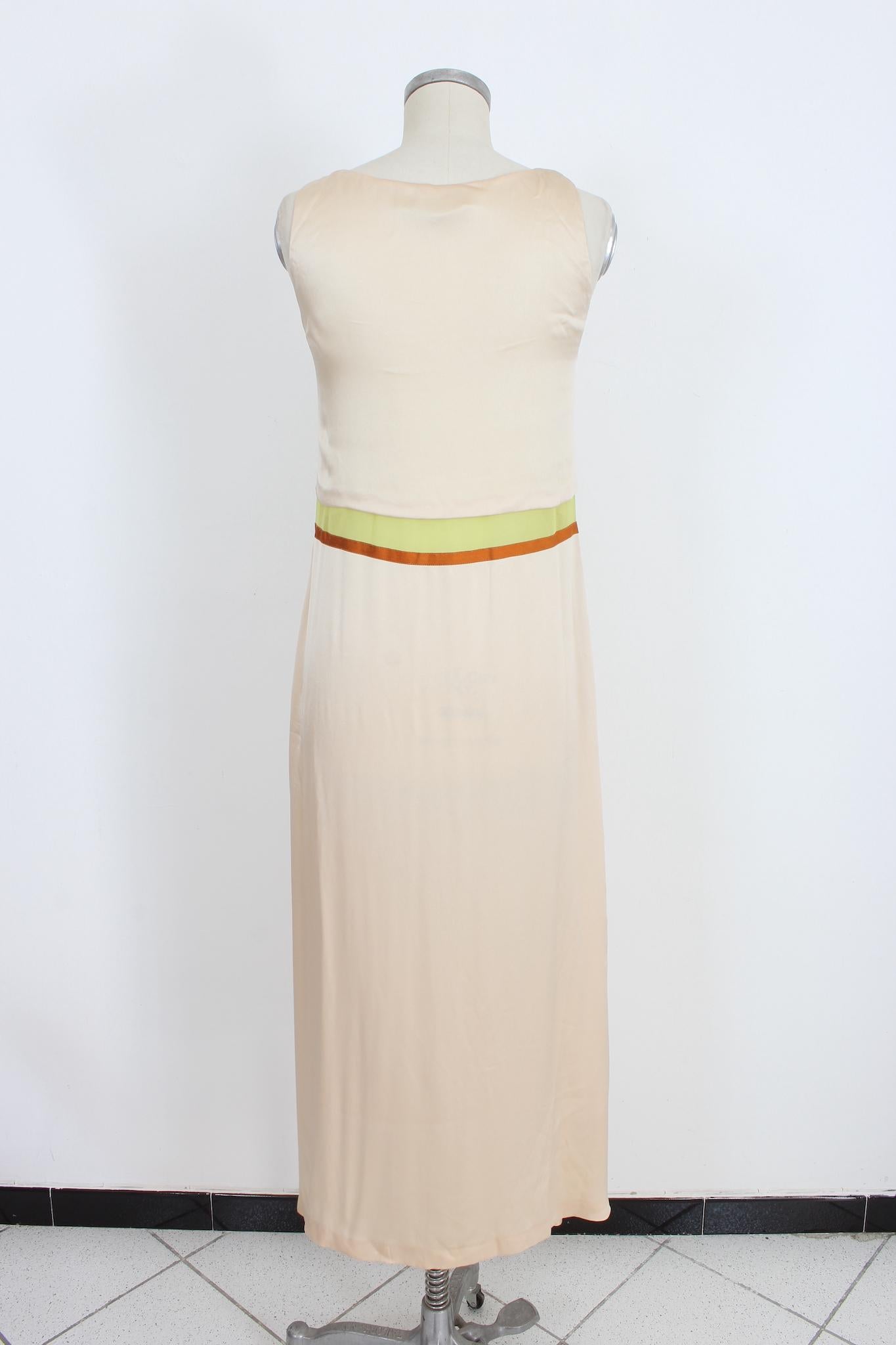 Stephan Janson Silk Beige Evening Long Dress 2000s In Good Condition For Sale In Brindisi, Bt