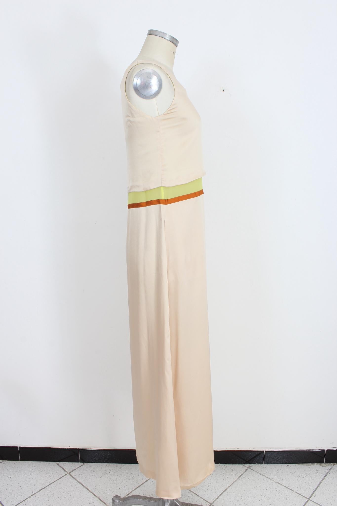 Women's Stephan Janson Silk Beige Evening Long Dress 2000s For Sale