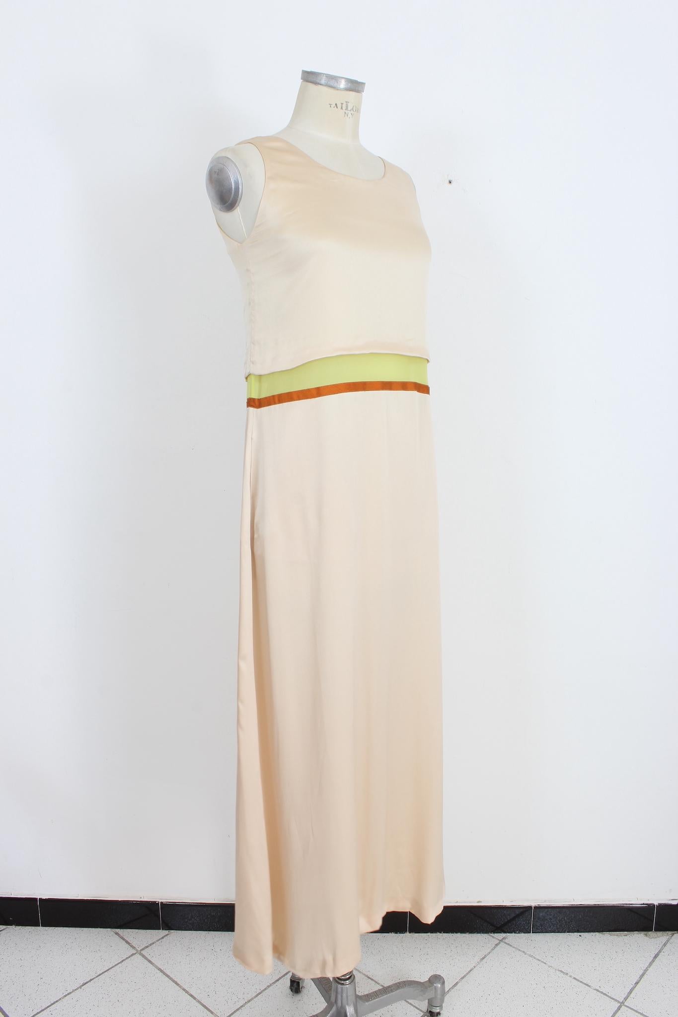 Stephan Janson Silk Beige Evening Long Dress 2000s For Sale 1