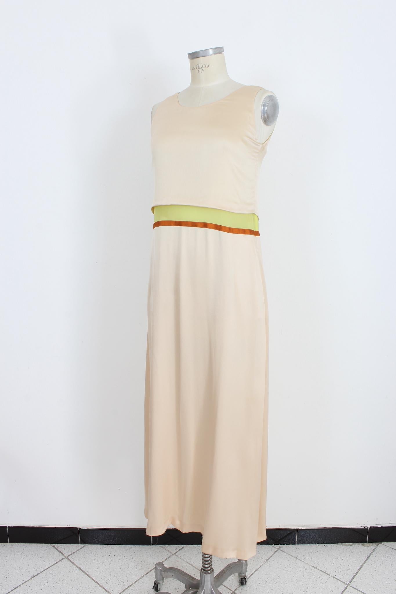 Stephan Janson Silk Beige Evening Long Dress 2000s For Sale 2