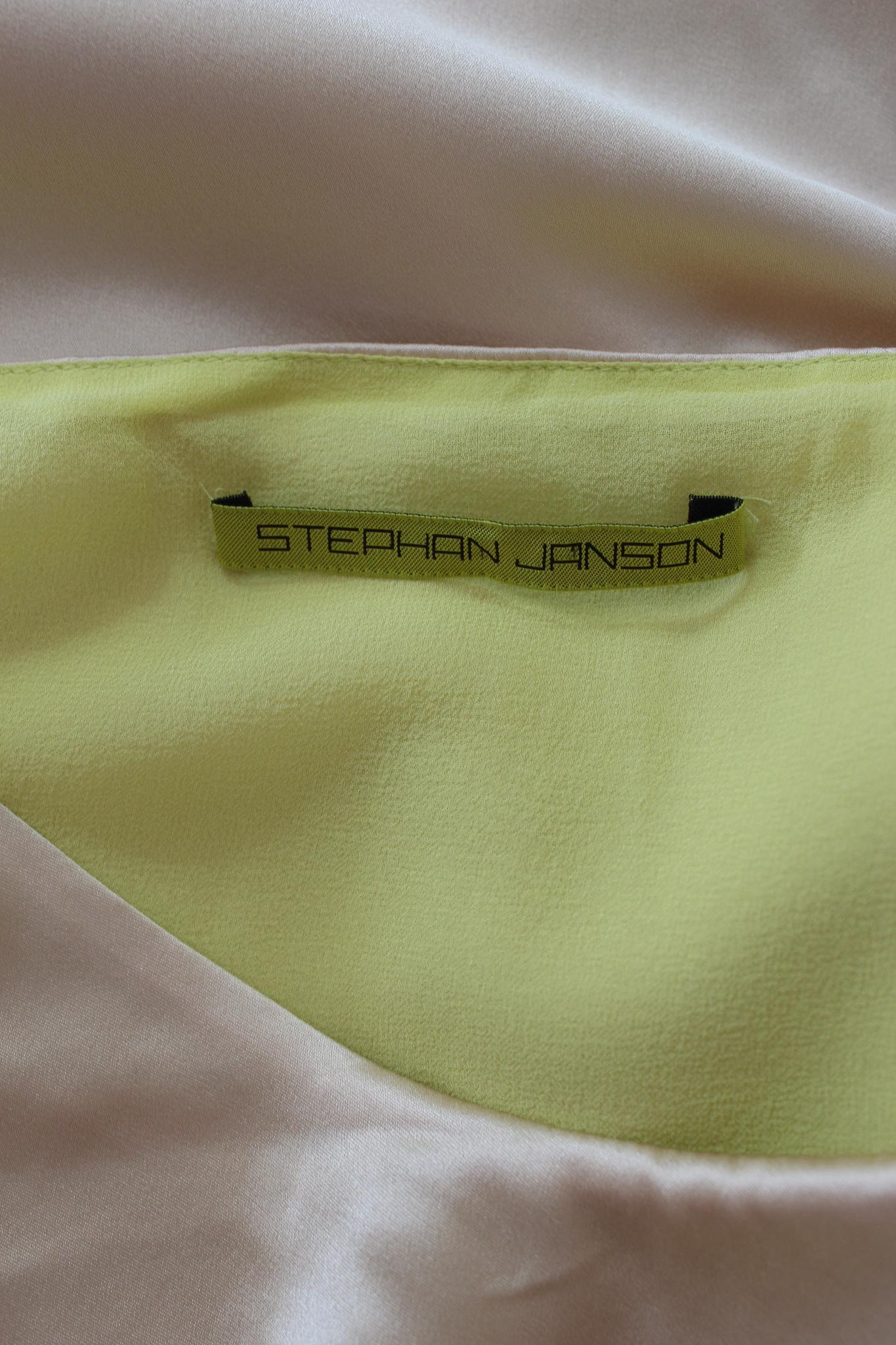 Stephan Janson Beigefarbenes langes Seidenkleid für den Abend 2000er im Angebot 3