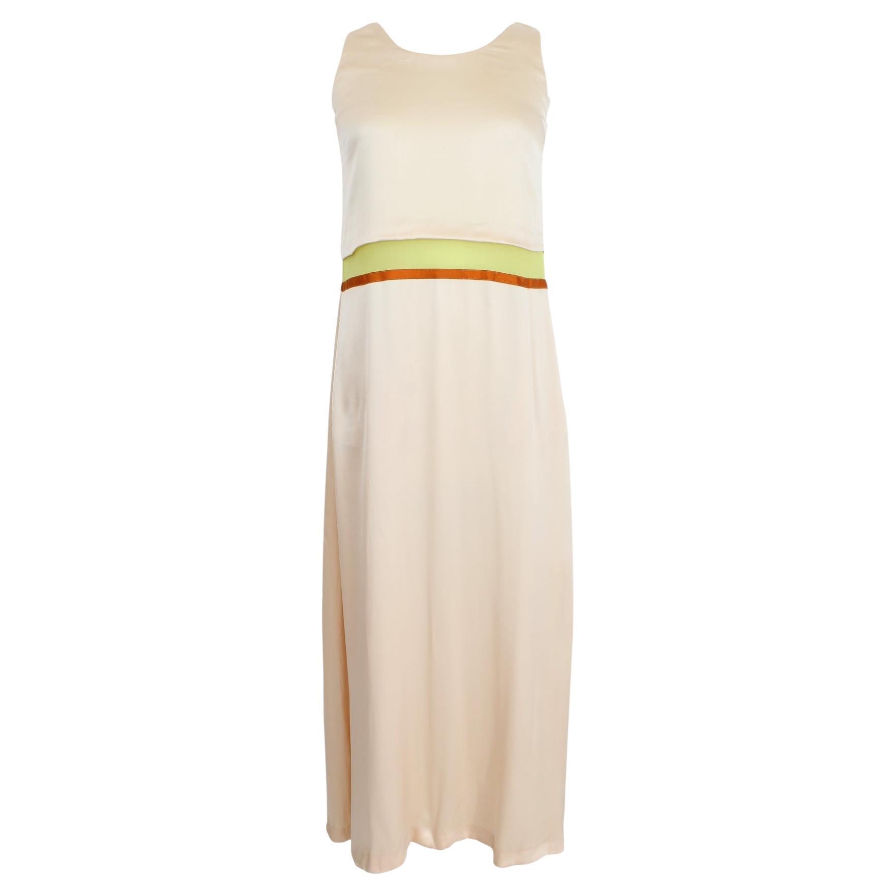 Stephan Janson Silk Beige Evening Long Dress 2000s