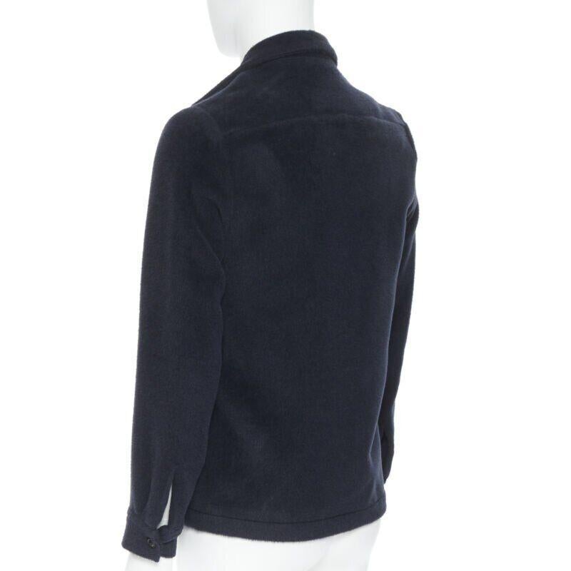 Men's STEPHAN SCHNEIDER black alpaca wool notched collar overcoat shirt 3 M For Sale
