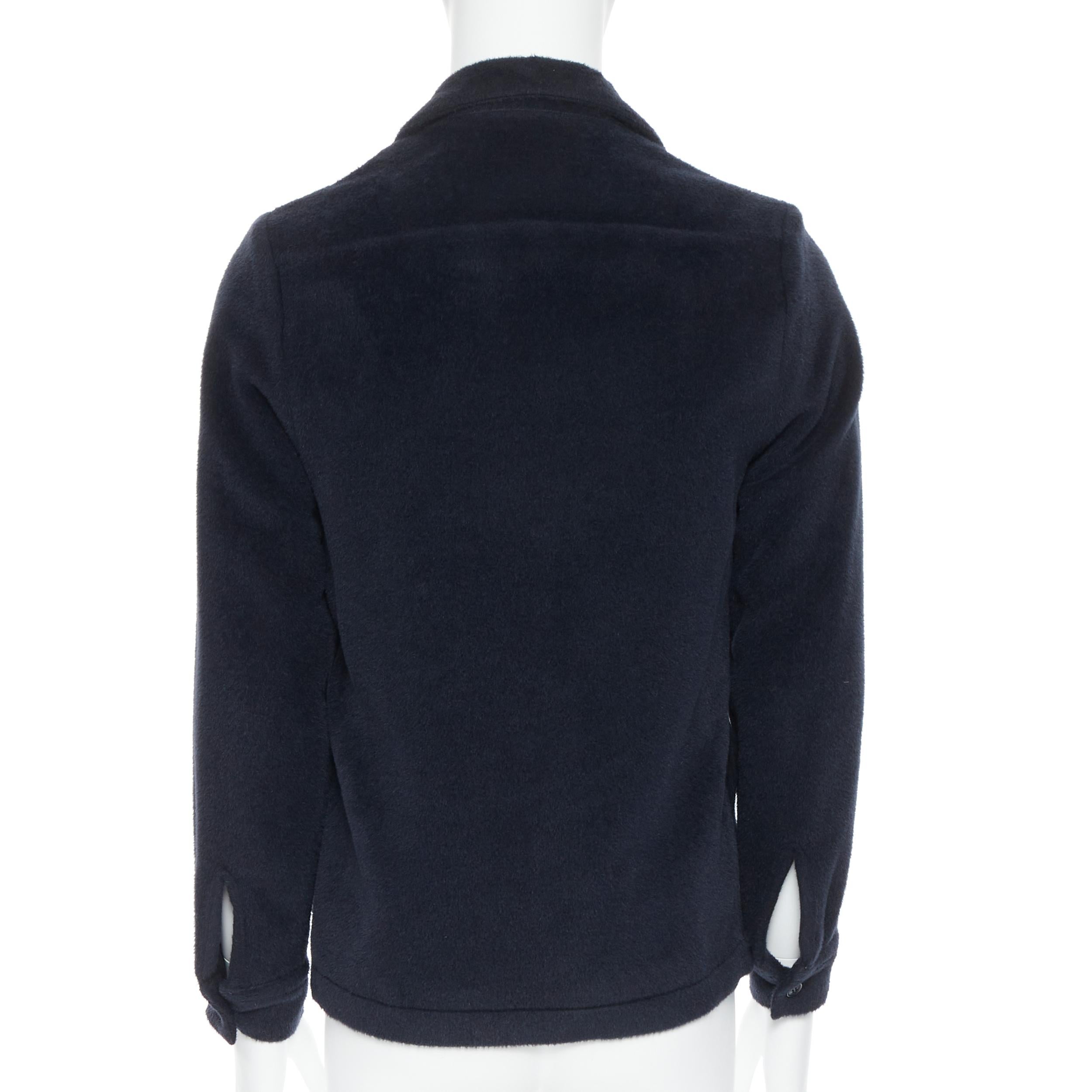 Black STEPHAN SCHNEIDER black alpaca wool notched collar overcoat shirt 3 M