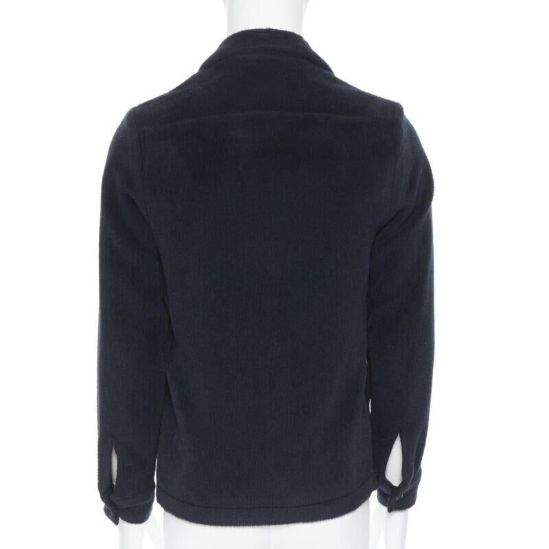 STEPHAN SCHNEIDER black alpaca wool notched collar overcoat shirt 3 M For Sale 1