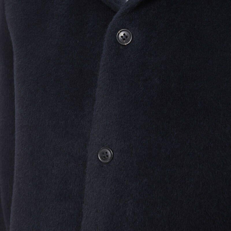 STEPHAN SCHNEIDER black alpaca wool notched collar overcoat shirt 3 M For Sale 2