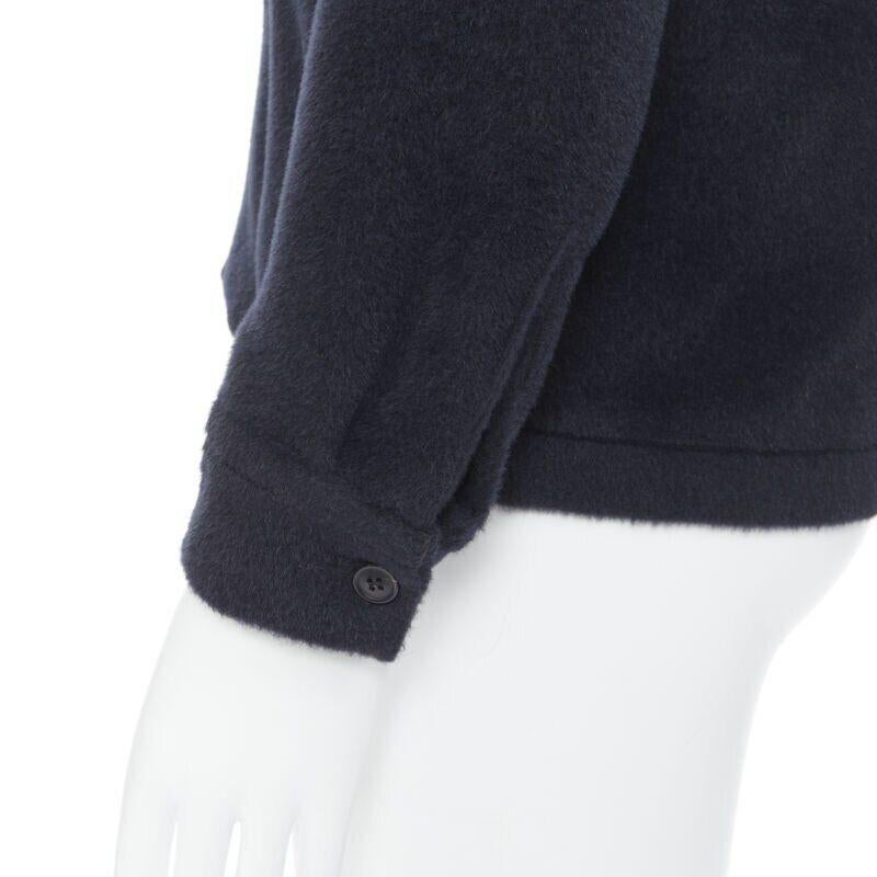 STEPHAN SCHNEIDER black alpaca wool notched collar overcoat shirt 3 M For Sale 3
