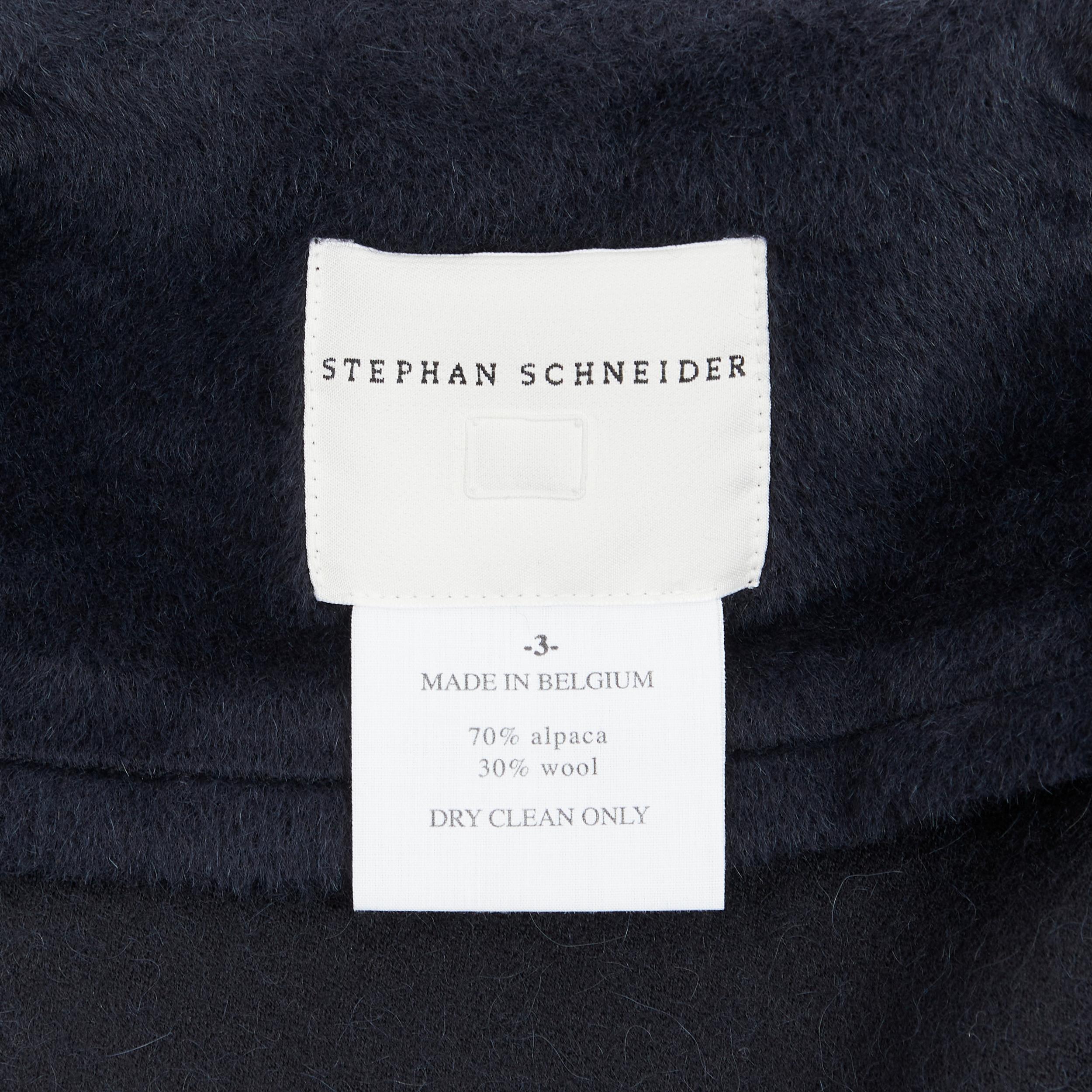 STEPHAN SCHNEIDER black alpaca wool notched collar overcoat shirt 3 M 1