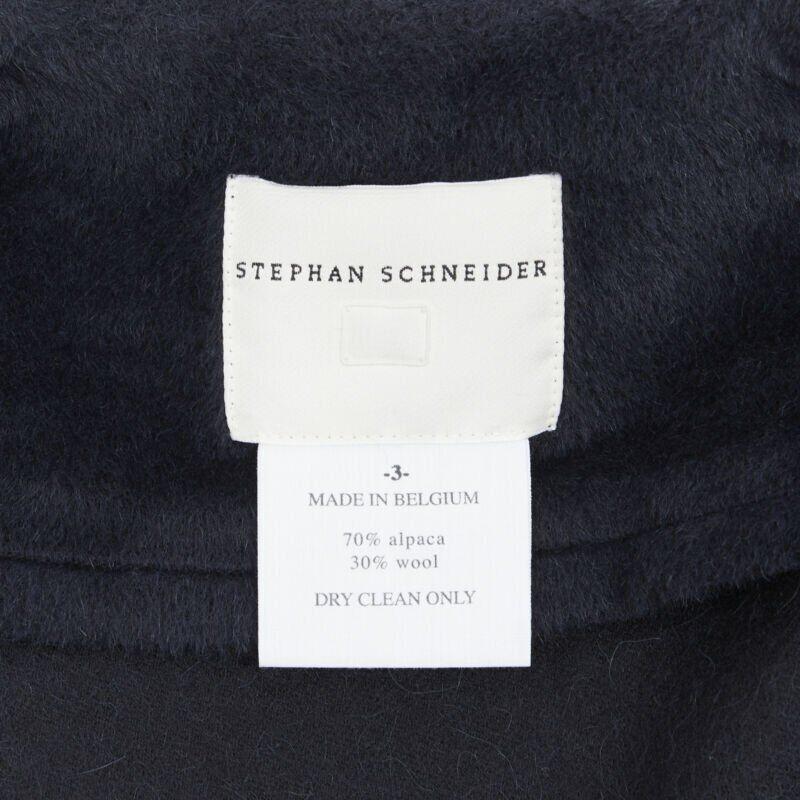 STEPHAN SCHNEIDER black alpaca wool notched collar overcoat shirt 3 M For Sale 4