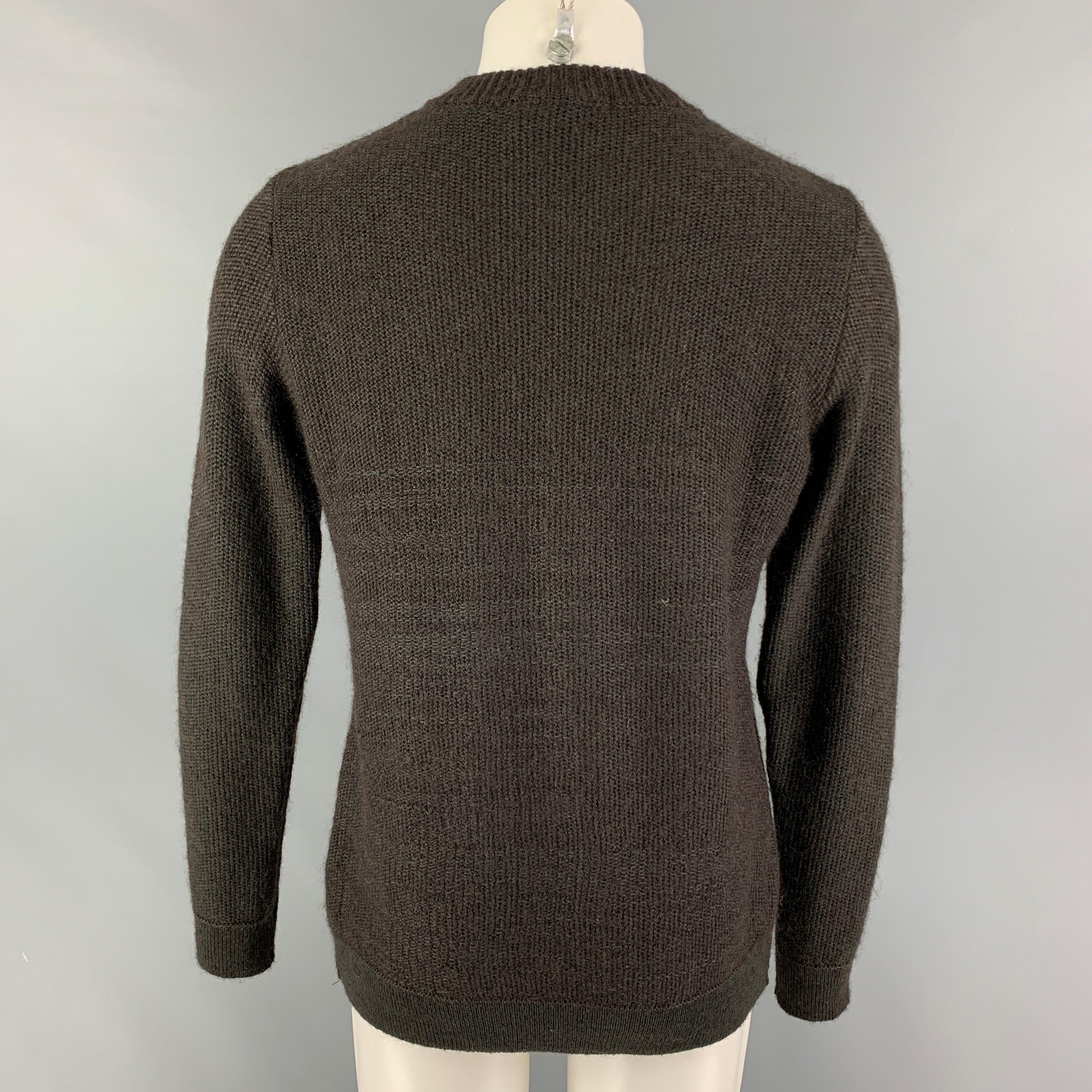 STEPHAN SCHNEIDER Size L Brown Grey Textured Wool Blend V-Neck Sweater In Good Condition For Sale In San Francisco, CA