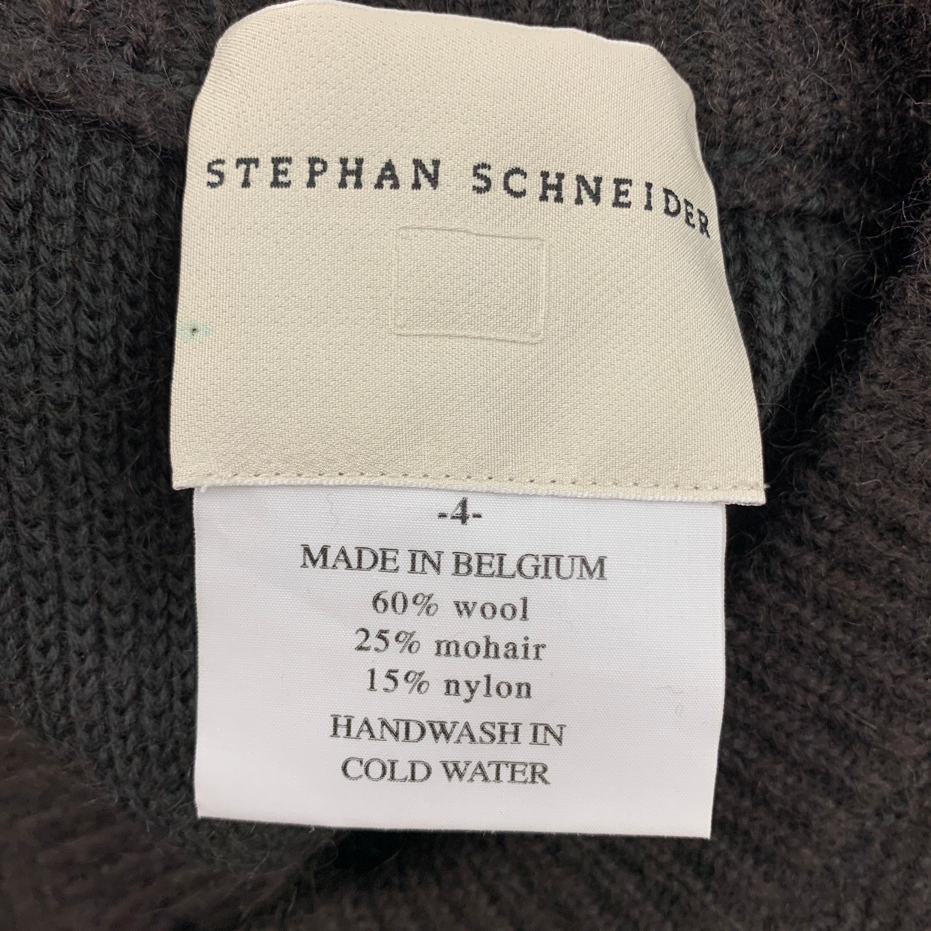 Men's STEPHAN SCHNEIDER Size L Brown Grey Textured Wool Blend V-Neck Sweater For Sale