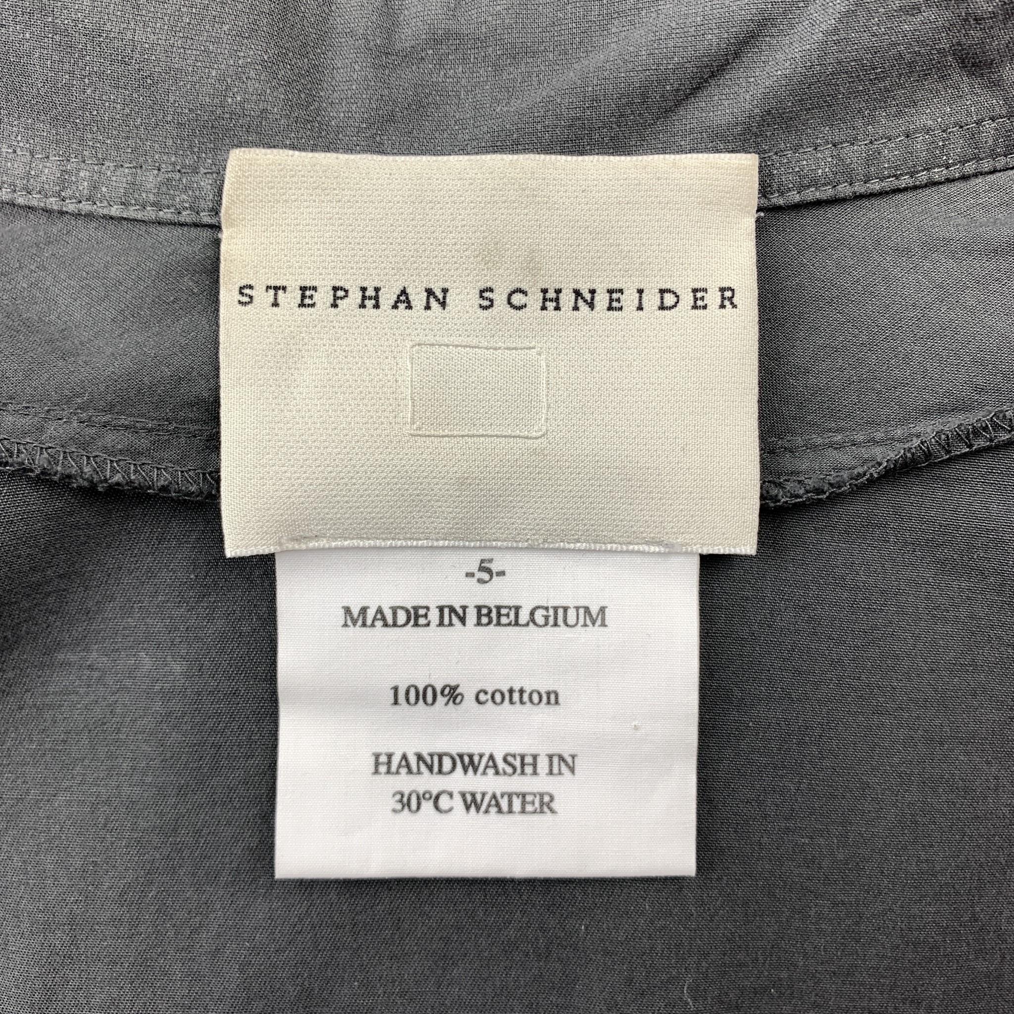 STEPHAN SCHNEIDER Size M Dark Gray Pleated Cotton Button Up Long Sleeve Shirt In Excellent Condition In San Francisco, CA