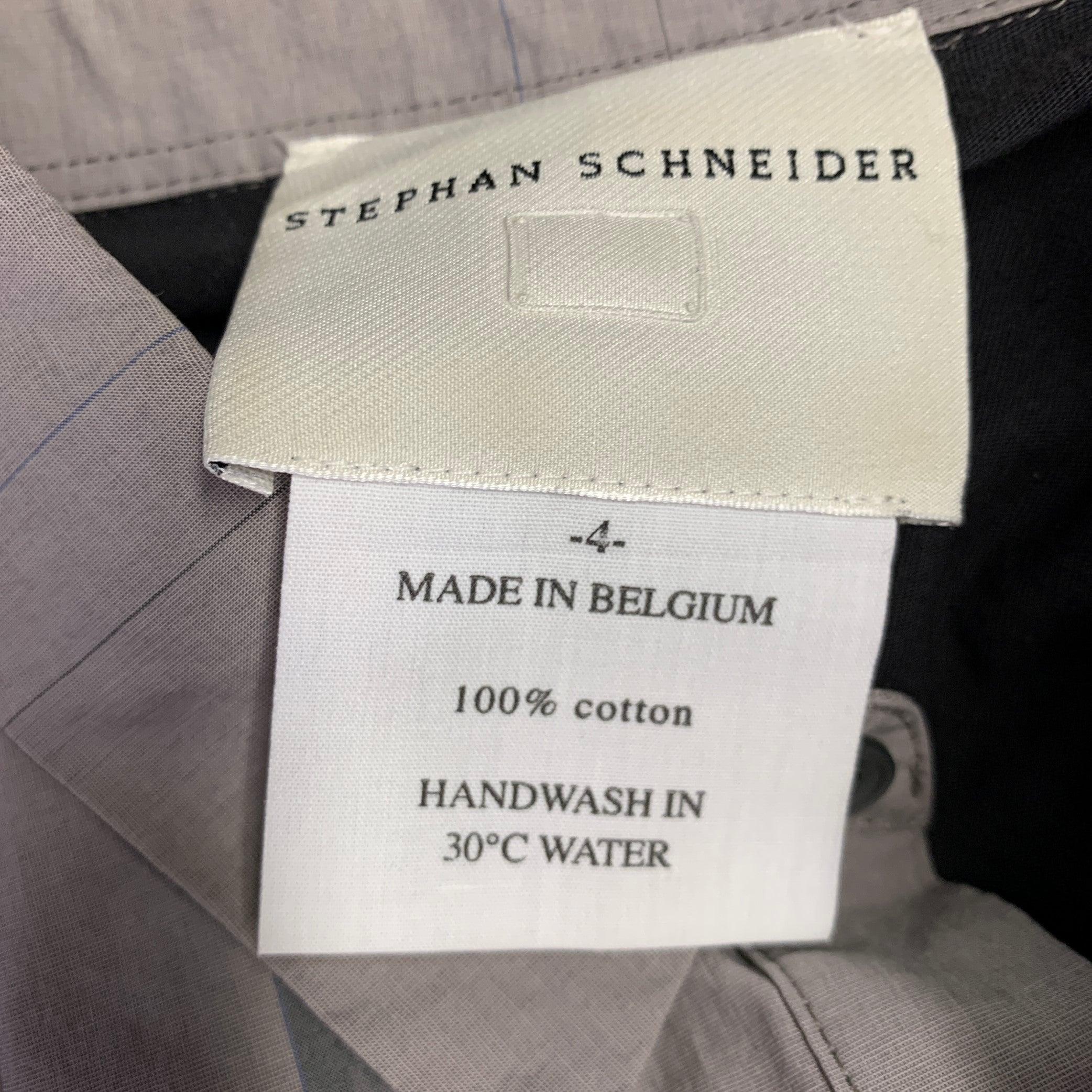STEPHAN SCHNEIDER Size M Grey Taupe Mixed Fabrics Cotton Short Sleeve Shirt In Excellent Condition For Sale In San Francisco, CA