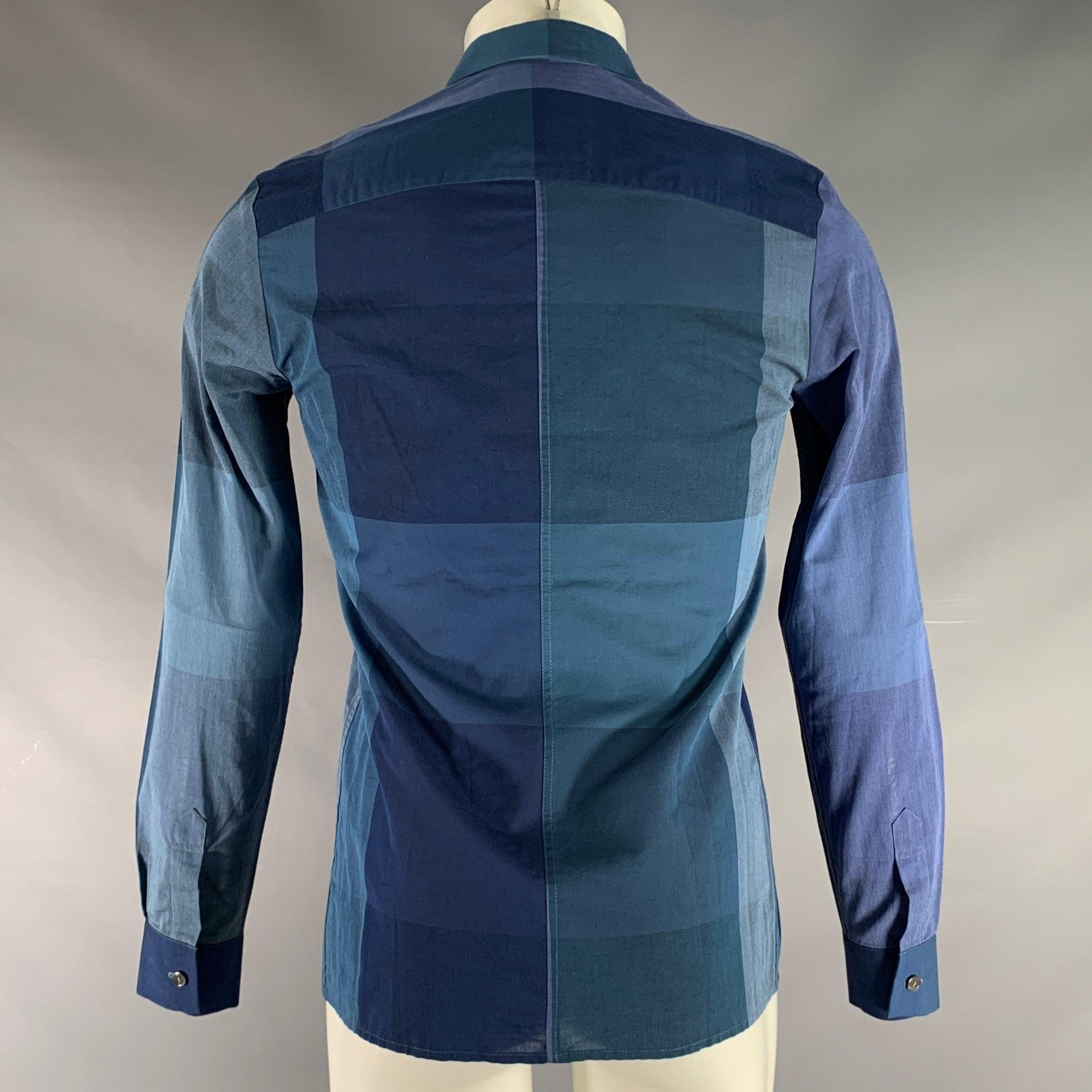 STEPHAN SCHNEIDER Size S Blue Checkered Cotton Button Up Long Sleeve Shirt In Good Condition For Sale In San Francisco, CA