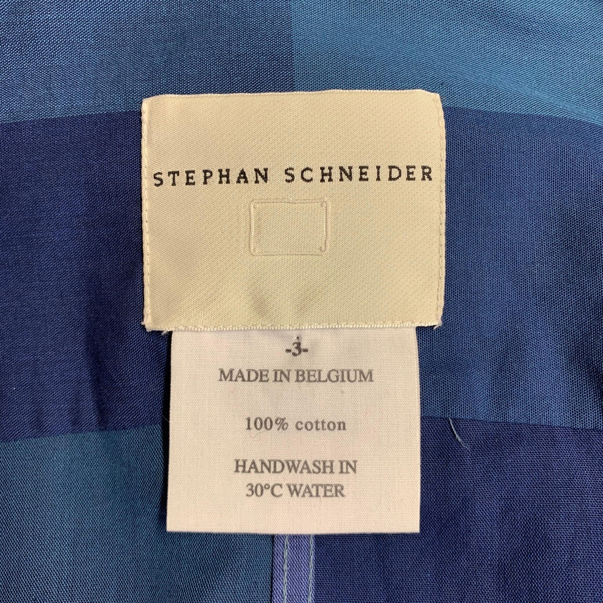 Men's STEPHAN SCHNEIDER Size S Blue Checkered Cotton Button Up Long Sleeve Shirt For Sale