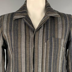 STEPHAN SCHNEIDER Size XL Grey Green Stripe Wool Cotton Jacket