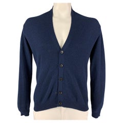 STEPHAN SCHNEIDER Size XL Navy Textured Wool V-Neck Cardigan