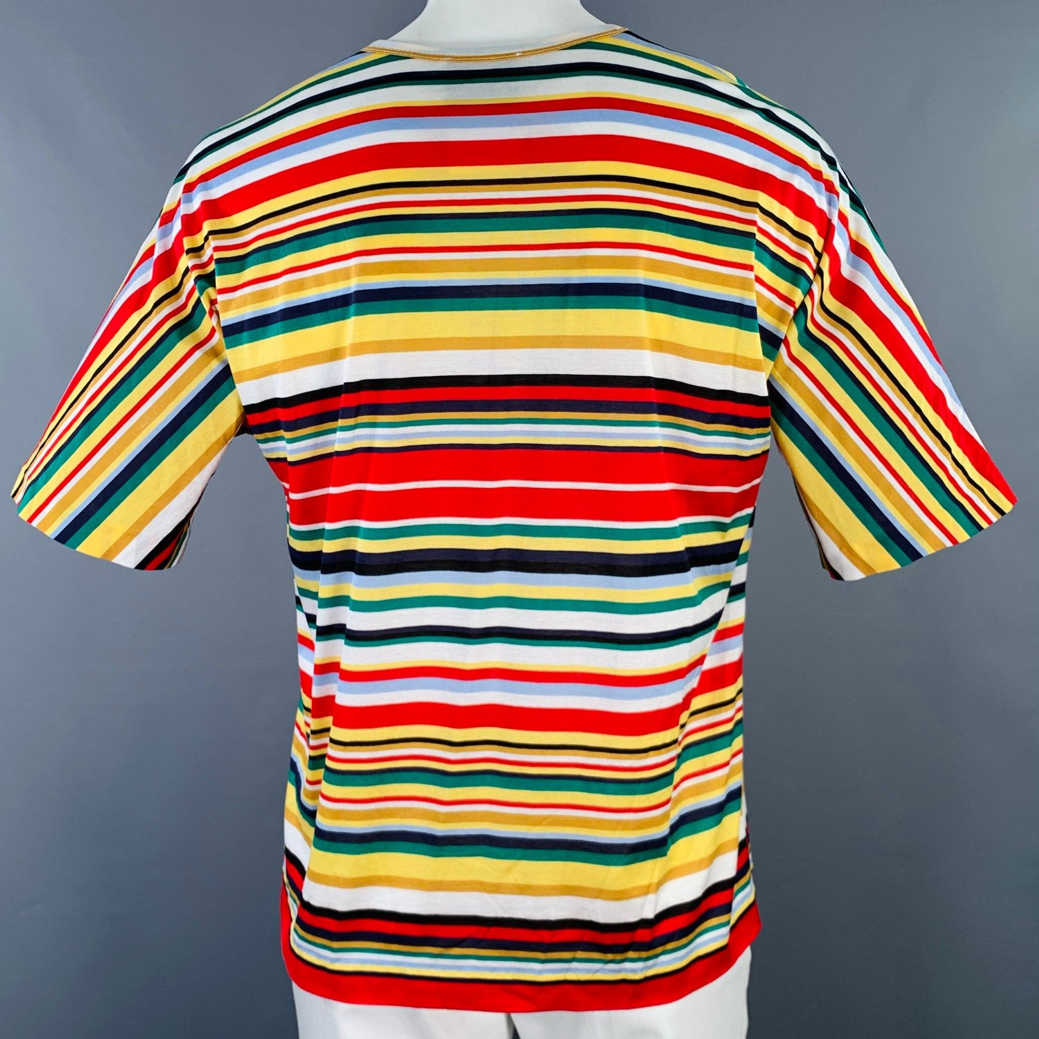 Beige STEPHAN SCHNEIDER Size XXXL Multi Color Stripe Cotton Short Sleeve T-shirt For Sale