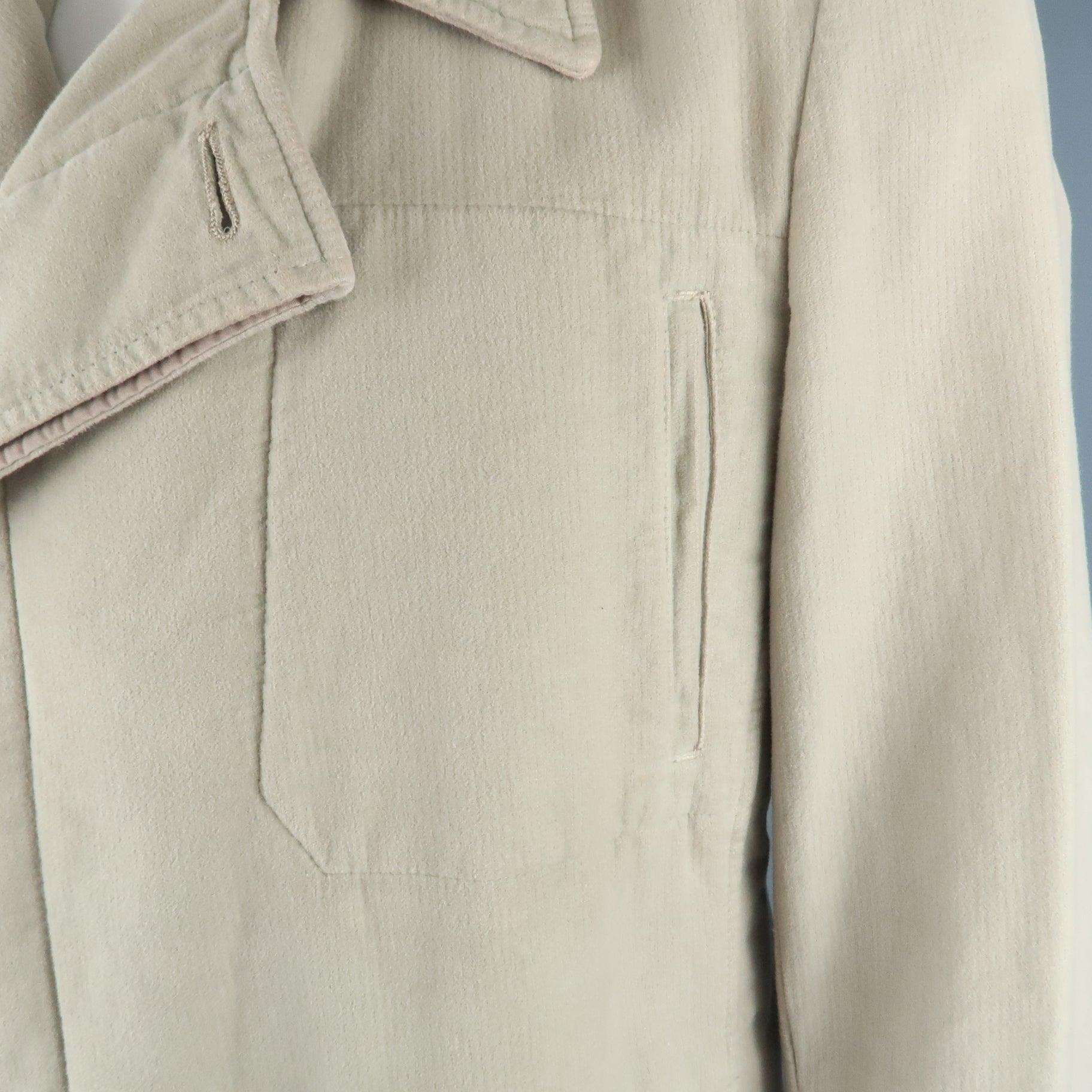 Men's STEPHAN SCHNEIDER XL Khaki Cotton Hidden Buttons Peacoat For Sale
