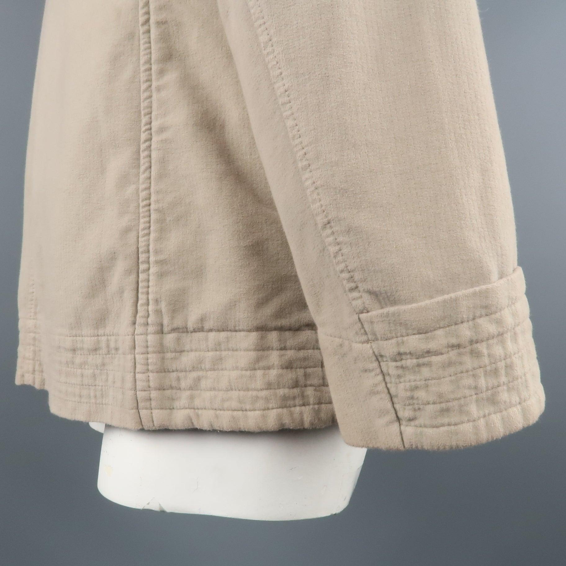 STEPHAN SCHNEIDER XL Khaki Cotton Hidden Buttons Peacoat For Sale 3