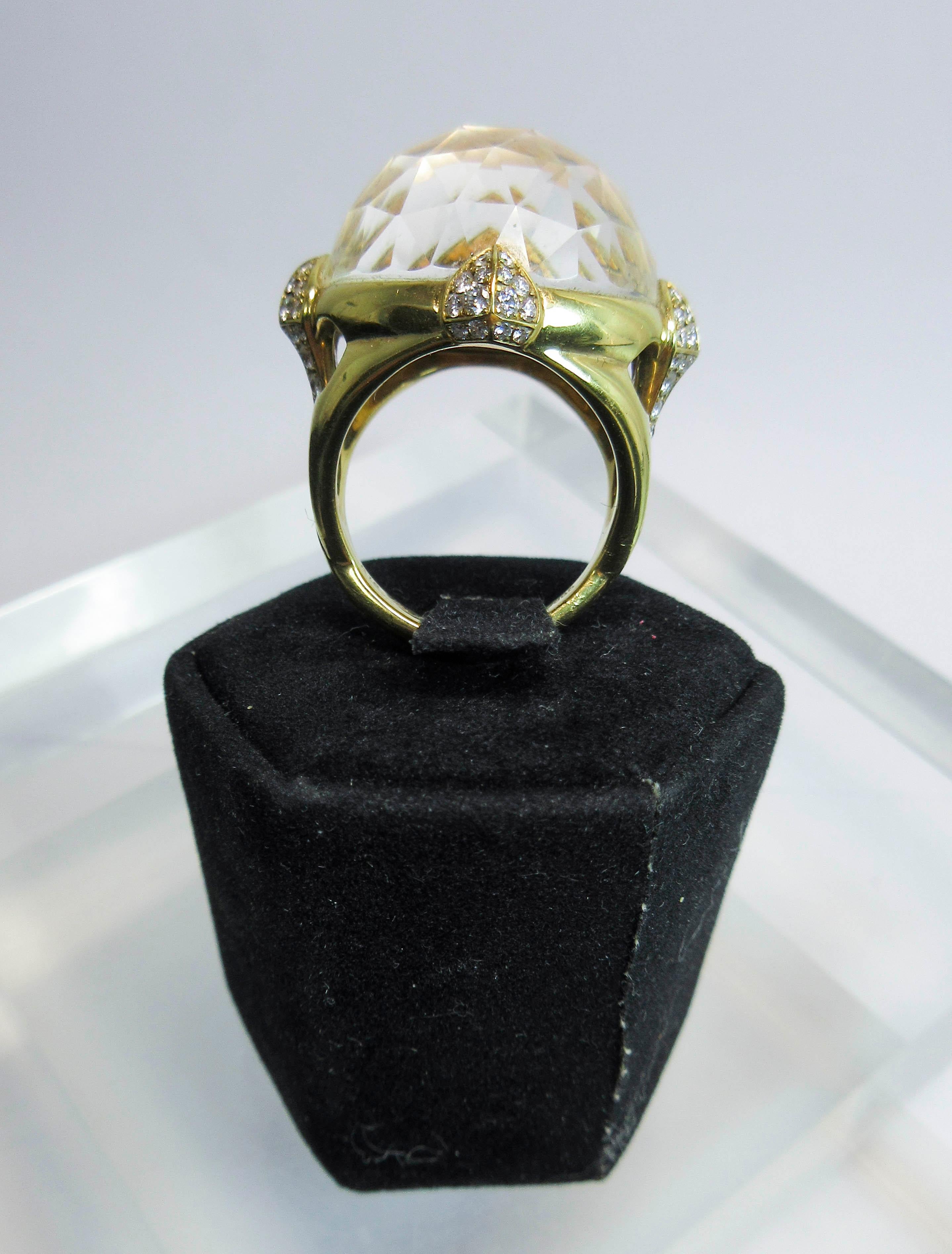 Stephan Webster 18 Karat White Gold Mother of Pearl and Quartz Diamond Ring For Sale 4