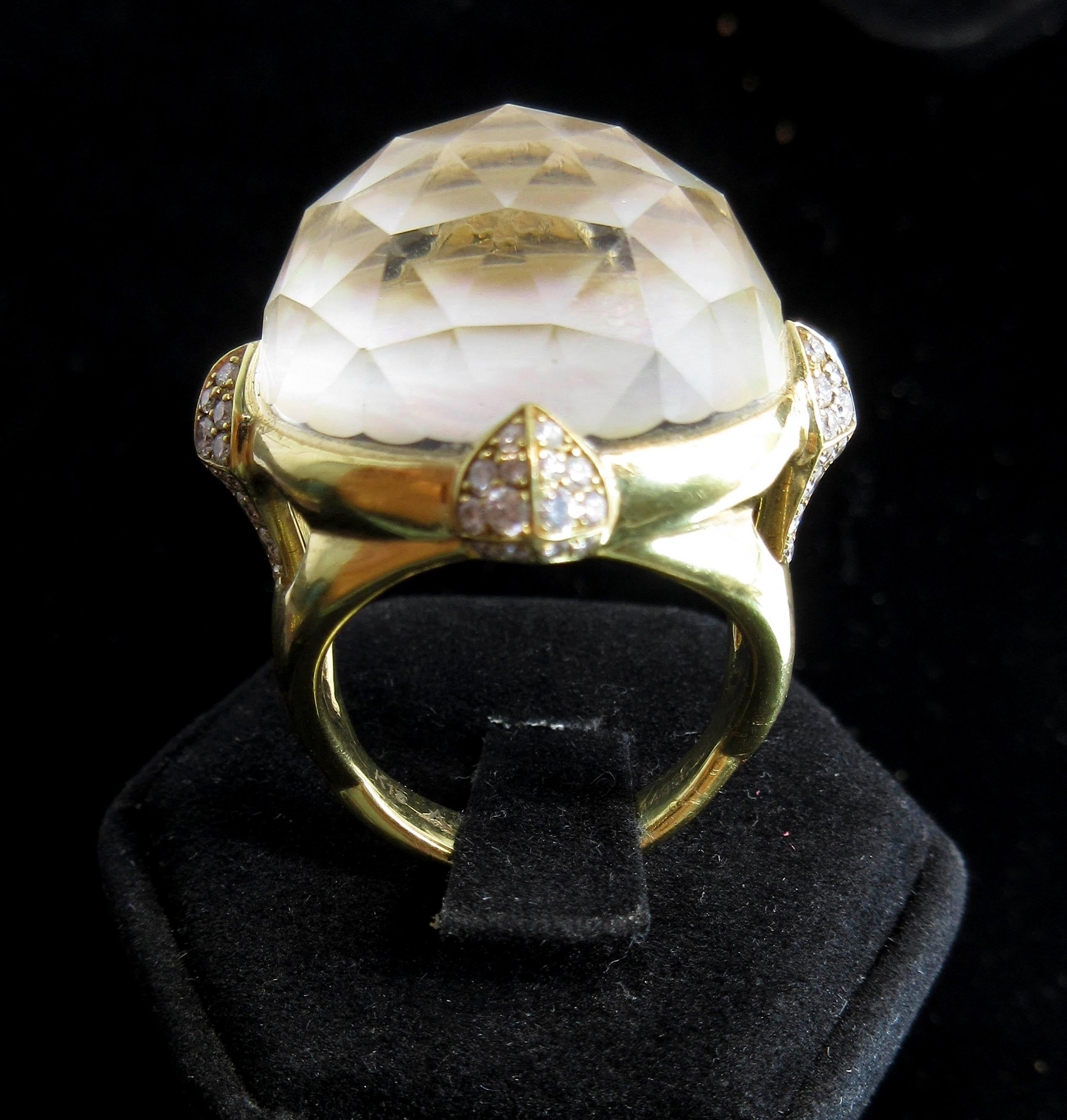 Stephan Webster 18 Karat White Gold Mother of Pearl and Quartz Diamond Ring For Sale 10