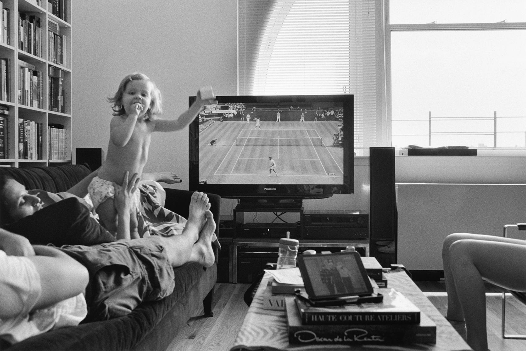 Stephan Würth Black and White Photograph - Watching Wimbleton at The Archive, New York