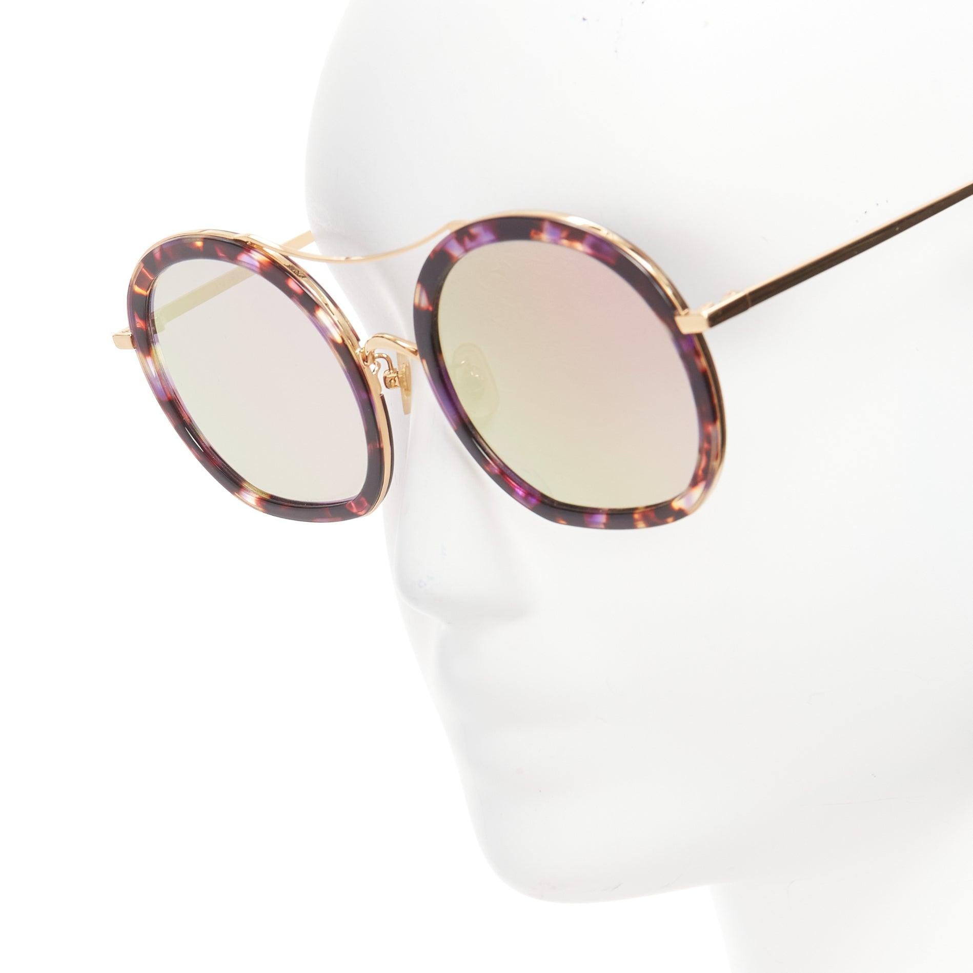 STEPHANE CHRISTIAN Drugduck brown tortoise purple reflective round sunglasses
Reference: NKLL/A00134
Brand: Stephane Christian
Model: Drugduck
Material: Plastic
Color: Purple, Brown
Pattern: Abstract

CONDITION:
Condition: Excellent, this item was