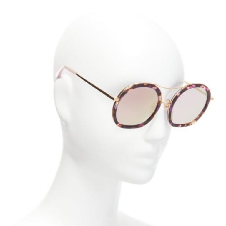 Grigio STEPHANE CHRISTIAN Drugduck  occhiali da sole rotondi marrone tartaruga viola riflettente in vendita